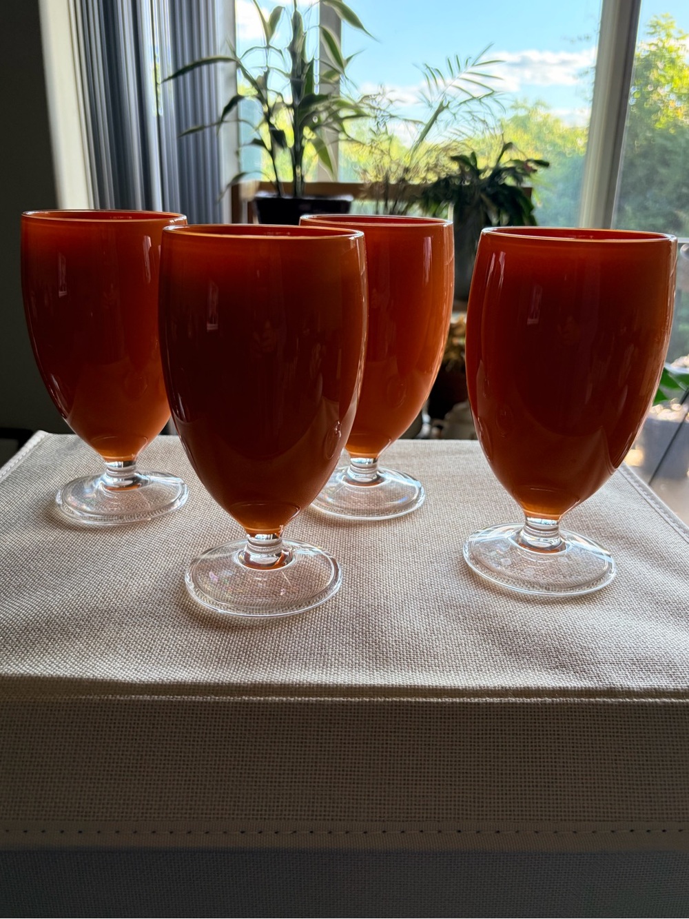 Pottery Barn Orange al Fresco Goblet Set